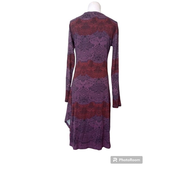 NWTDesigual women's size L Ruched Fitted Faux Wrap Dress Why? Tattoo Artsy - Picture 2 of 11